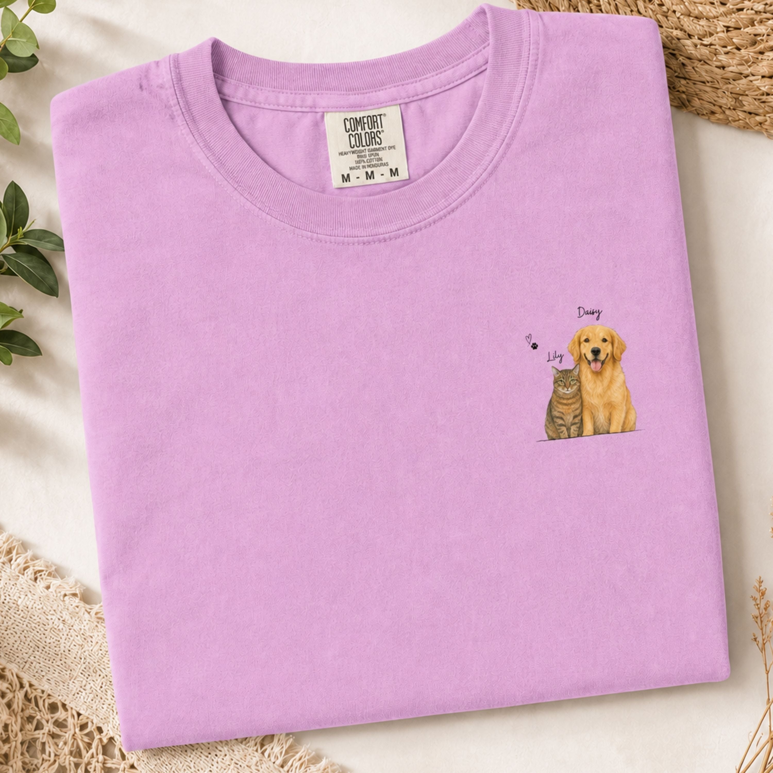 Custom Watercolor Pet Portrait Shirt with Name – Dog & Cat T-Shirt