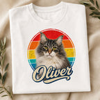 Custom Cat Shirt – Personalized Retro Pet Portrait T-Shirt