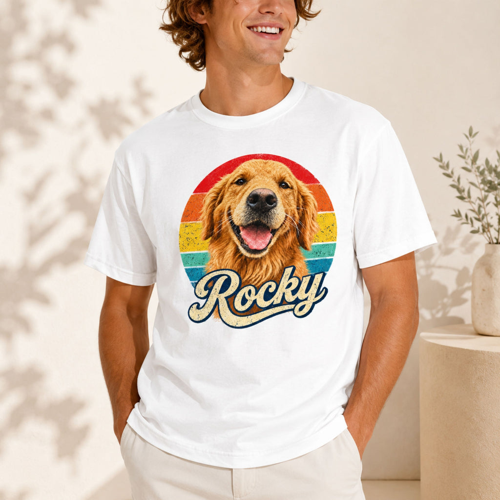 Custom Dog T-Shirt – Personalized Retro Pet Portrait