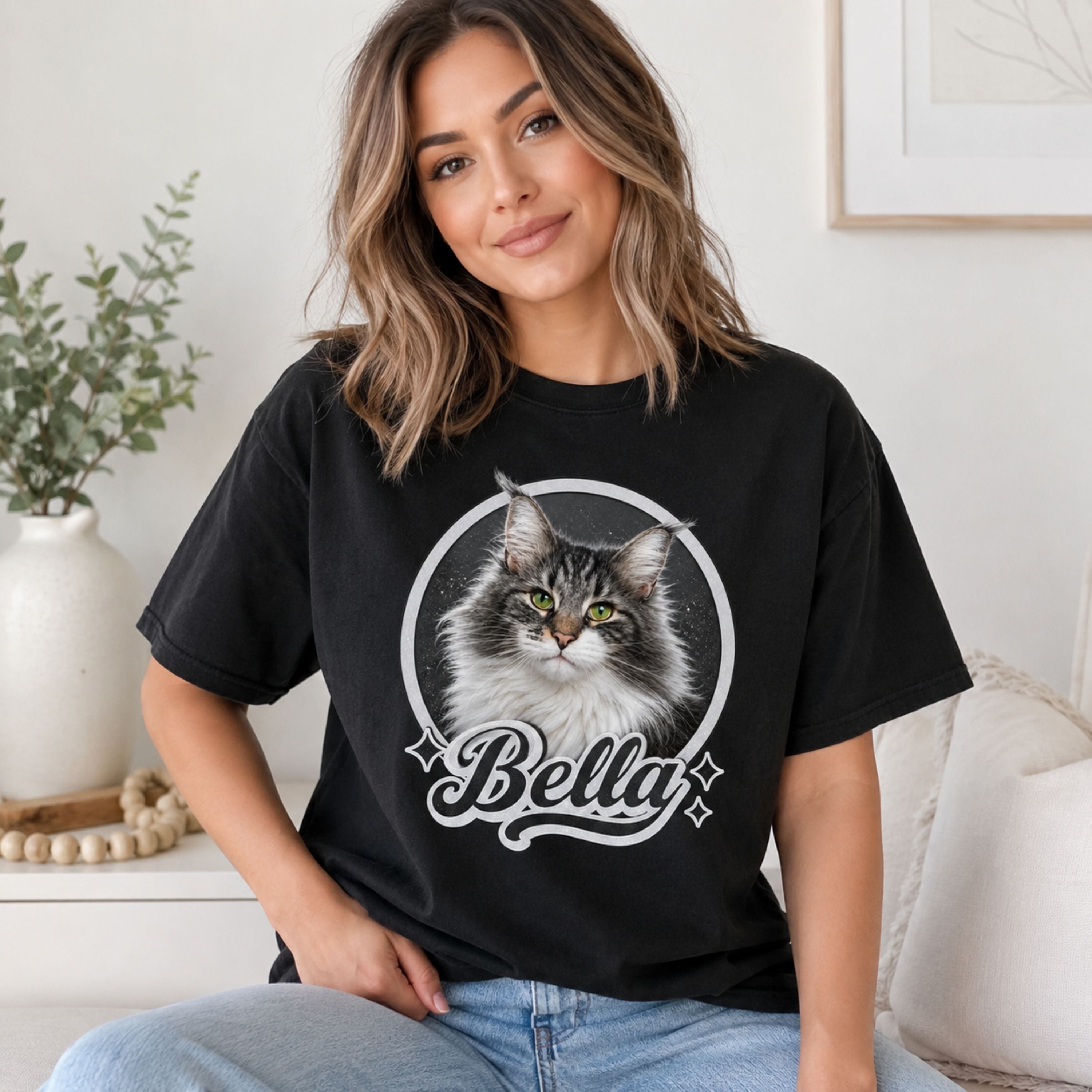 Custom Cat Shirt – Personalized Vintage Pet Portrait Tee
