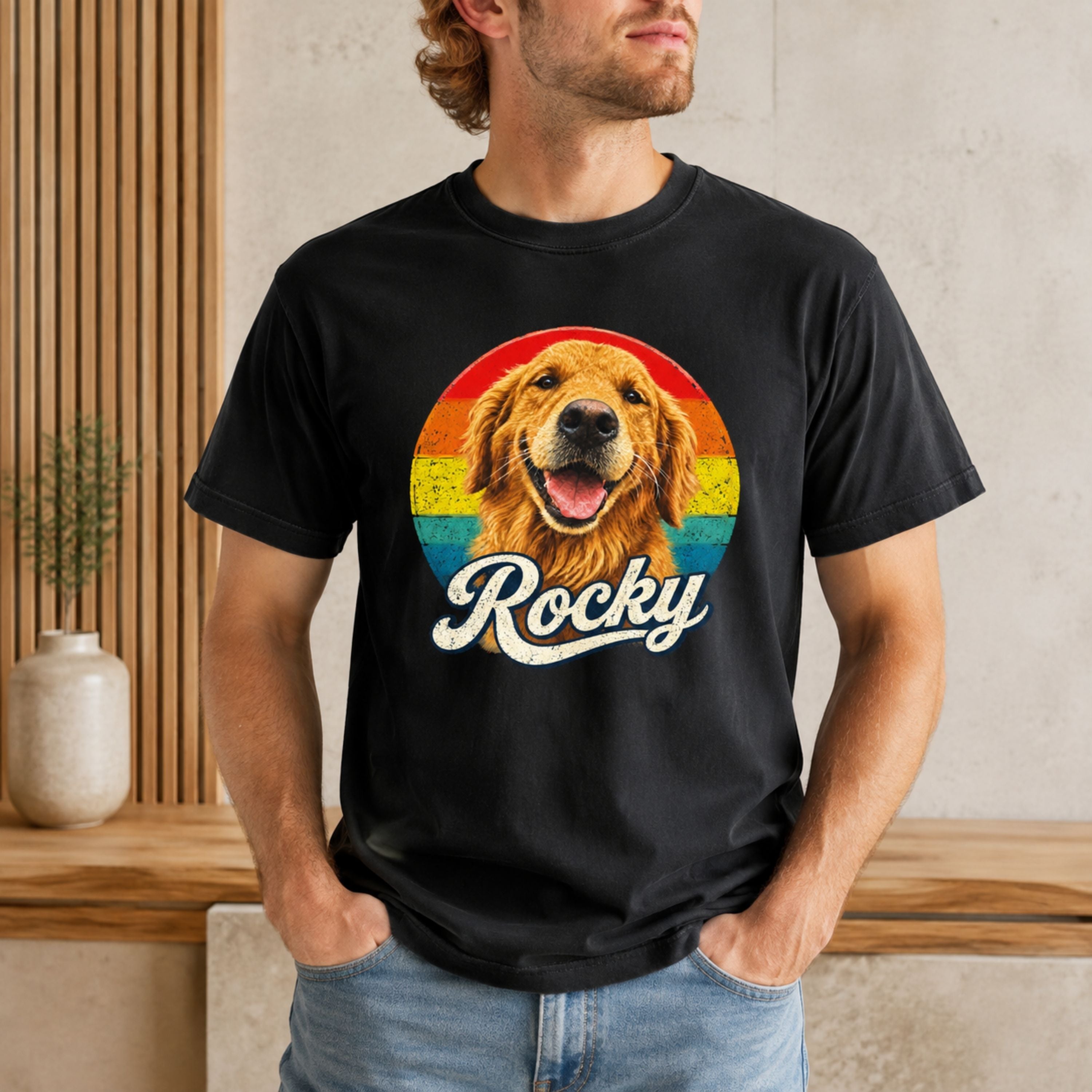 Custom Dog T-Shirt – Personalized Retro Pet Portrait
