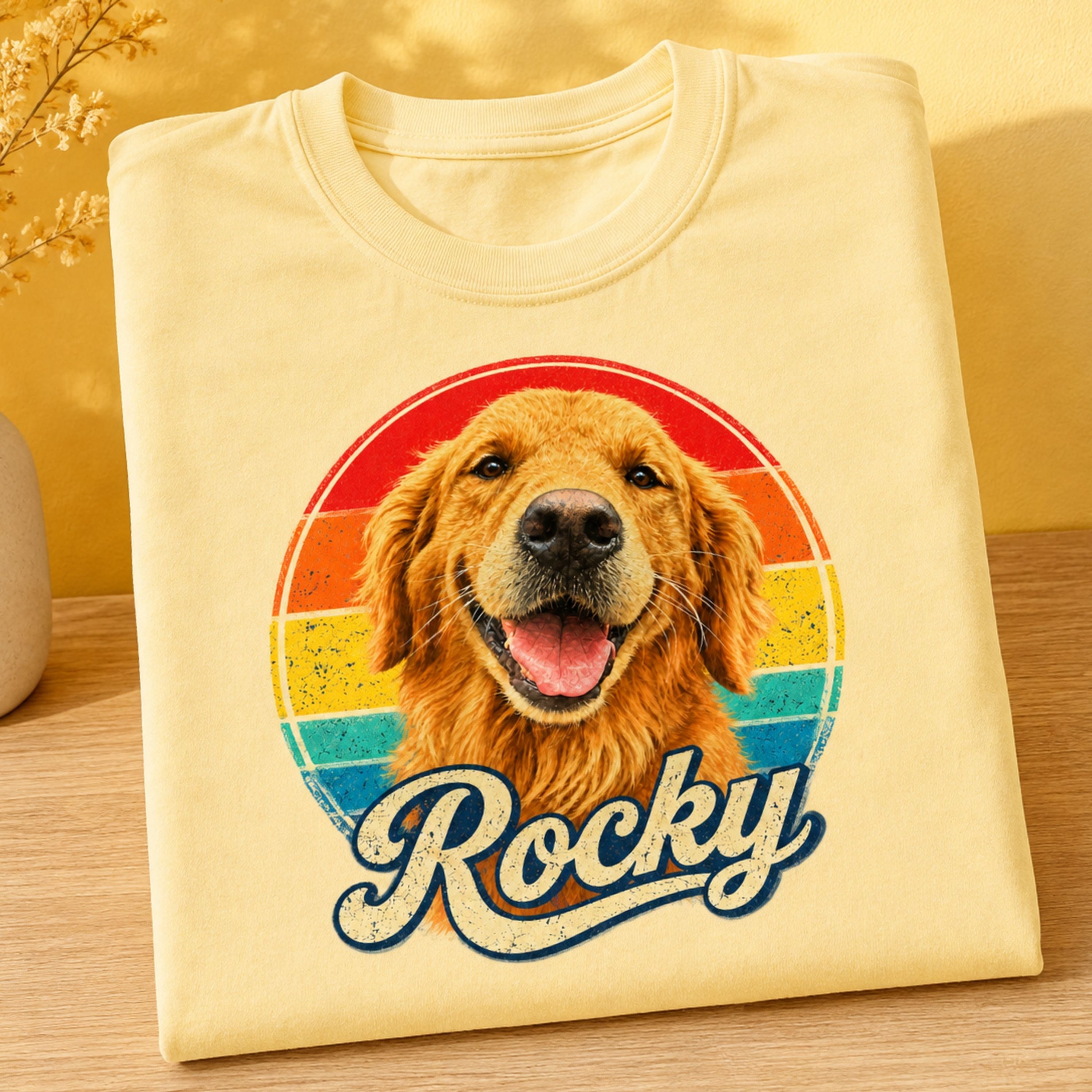 Custom Dog T-Shirt – Personalized Retro Pet Portrait
