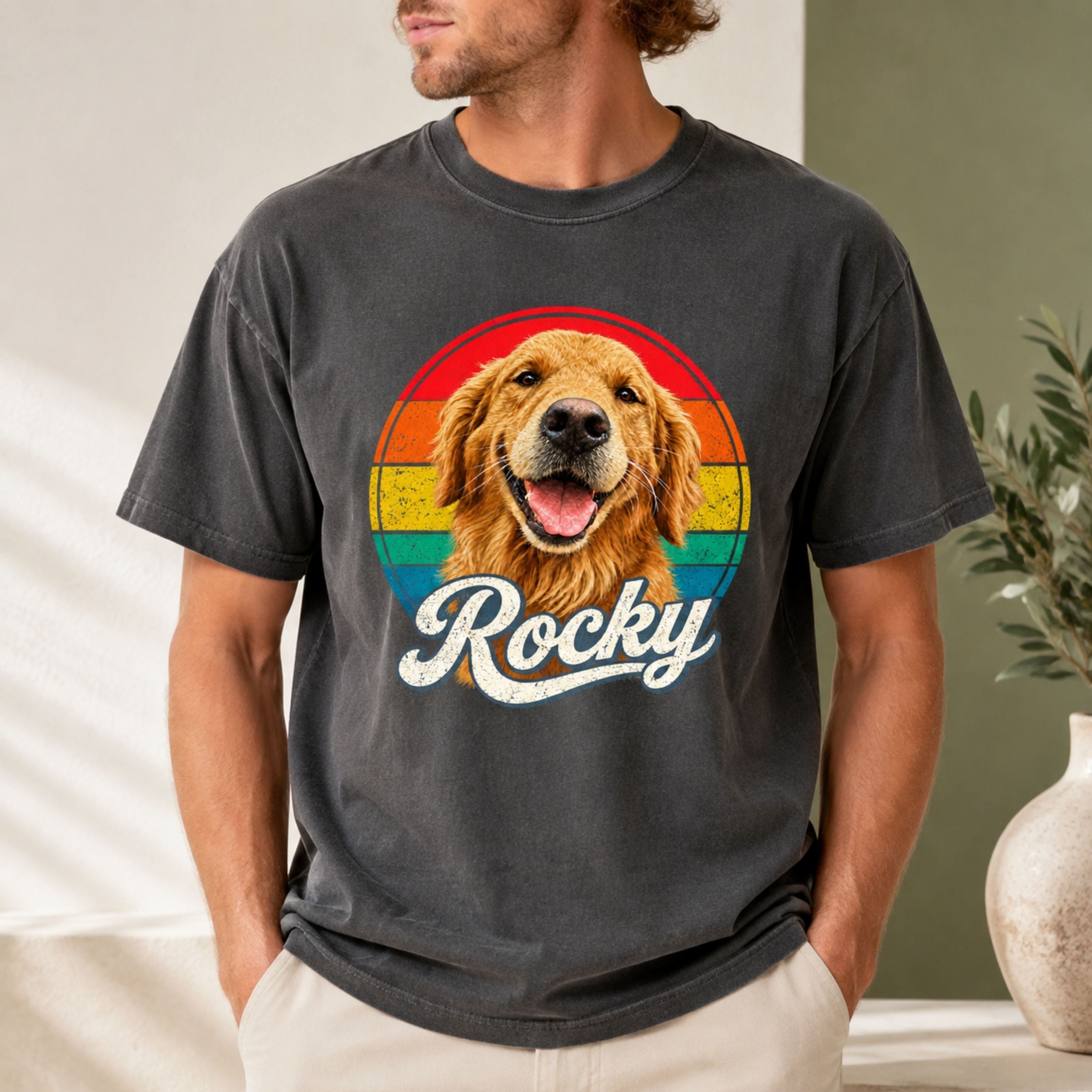 Custom Dog T-Shirt – Personalized Retro Pet Portrait