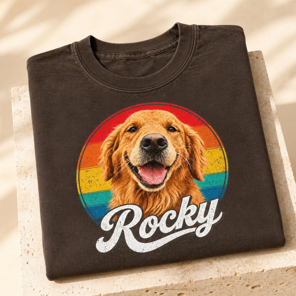 Custom Dog T-Shirt – Personalized Retro Pet Portrait