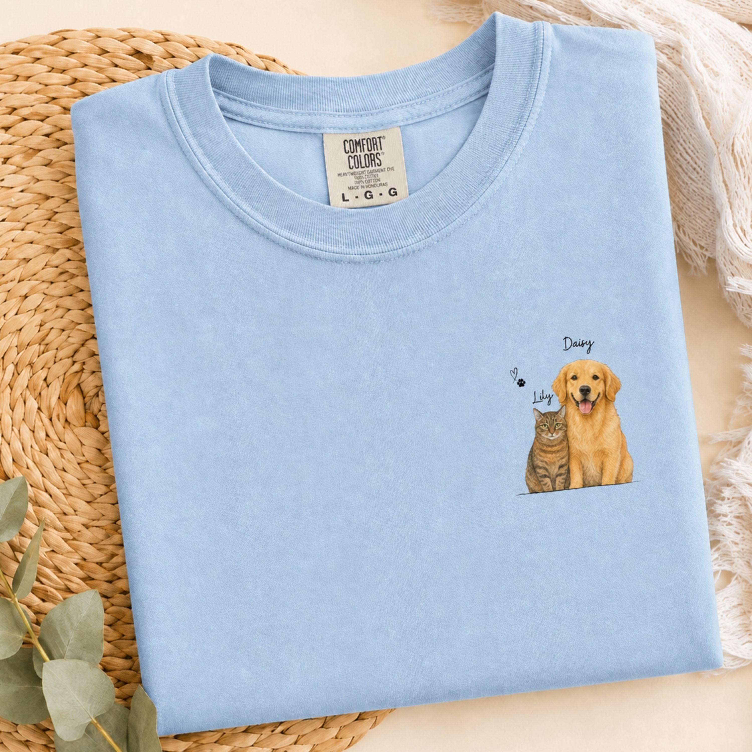Custom Watercolor Pet Portrait Shirt with Name – Dog & Cat T-Shirt