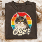 Custom Cat Shirt – Personalized Retro Pet Portrait T-Shirt