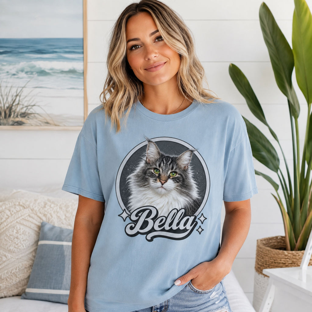 Custom Cat Shirt – Personalized Vintage Pet Portrait Tee