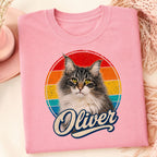 Custom Cat Shirt – Personalized Retro Pet Portrait T-Shirt