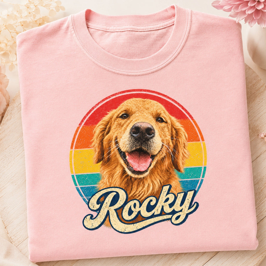 Custom Dog T-Shirt – Personalized Retro Pet Portrait