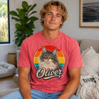 Custom Cat Shirt – Personalized Retro Pet Portrait T-Shirt