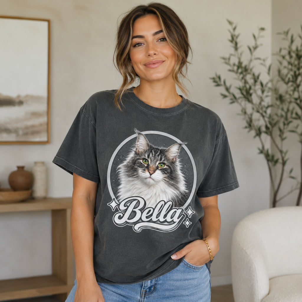 Custom Cat Shirt – Personalized Vintage Pet Portrait Tee