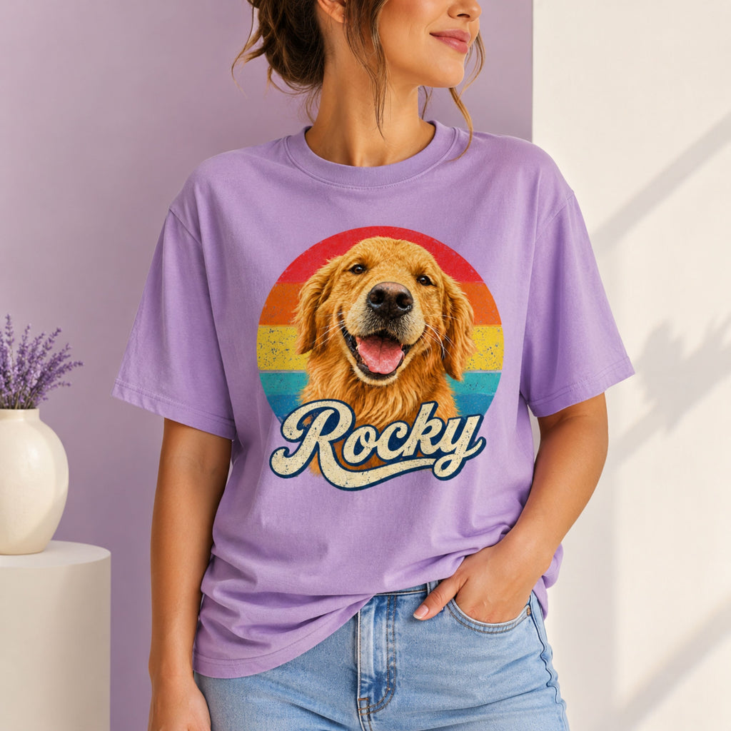 Custom Dog T-Shirt – Personalized Retro Pet Portrait