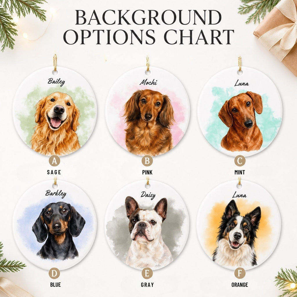 Custom Watercolor Dog Ornament – Personalized Pet Portrait