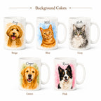 Personalized Watercolor Pet Portrait Mug | Custom Cat & Dog Gift