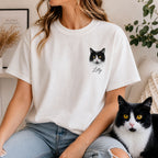 Custom Cat Shirt with Personalized Minimalist Pet Portrait