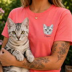 Custom Cat Shirt with Personalized Minimalist Pet Portrait