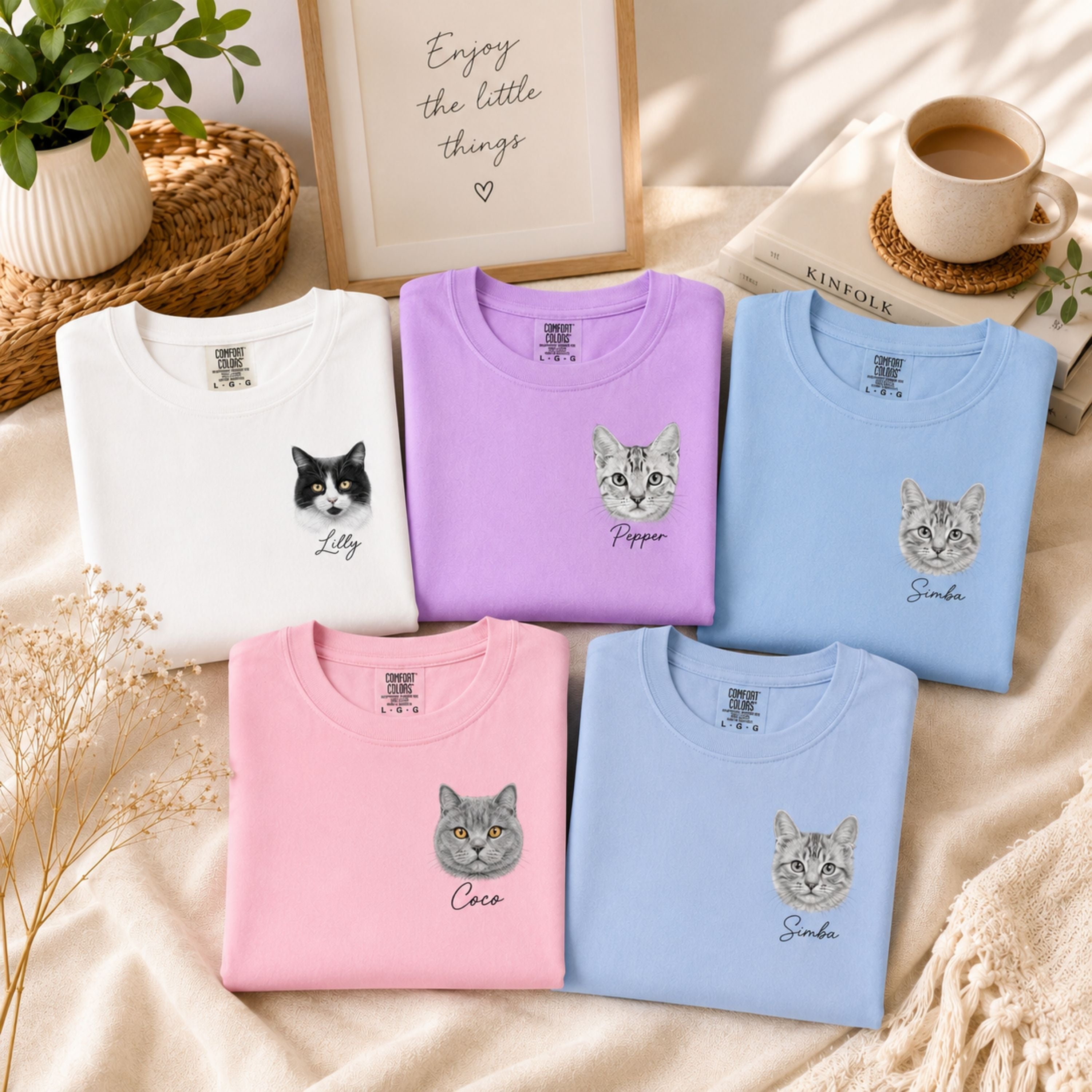 Custom Cat Shirt with Personalized Minimalist Pet Portrait