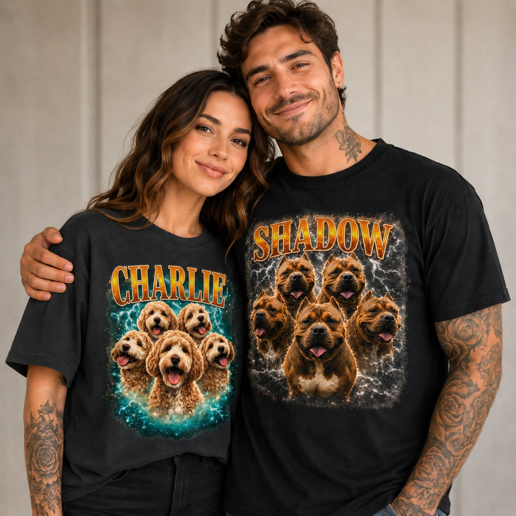 Custom Vintage Pet Portrait T-Shirt | Personalized Dog Graphic Tee