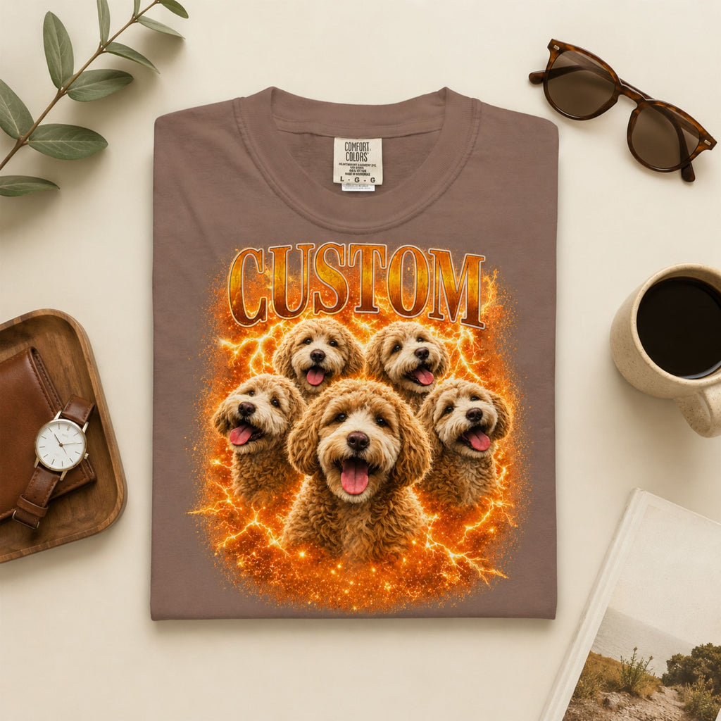 Custom Vintage Pet Portrait T-Shirt | Personalized Dog Graphic Tee