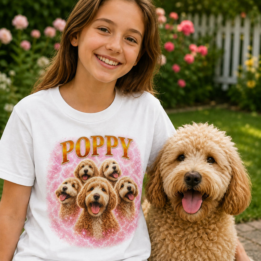 Custom Vintage Pet Portrait T-Shirt | Personalized Dog Graphic Tee