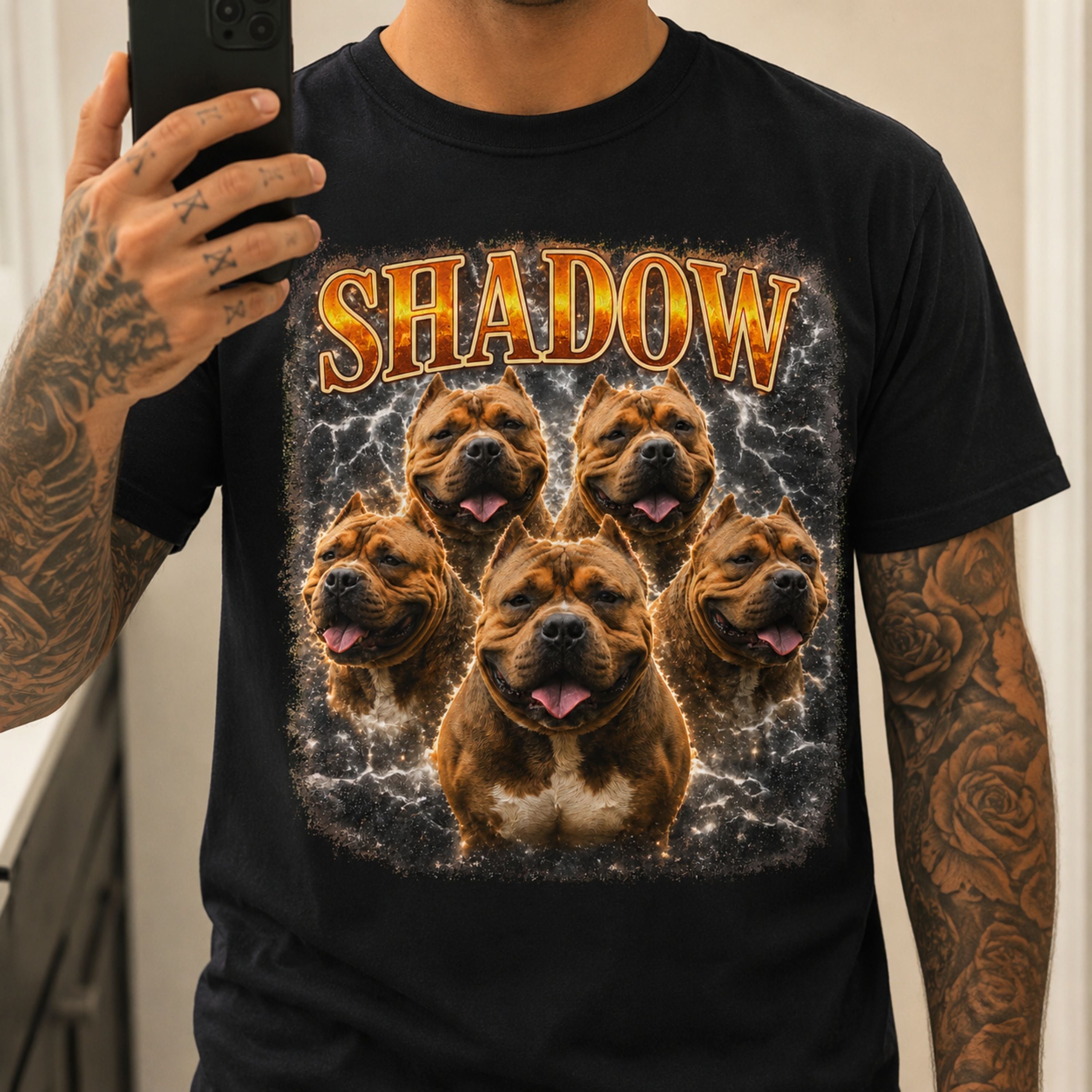 Custom Vintage Pet Portrait T-Shirt | Personalized Dog Graphic Tee