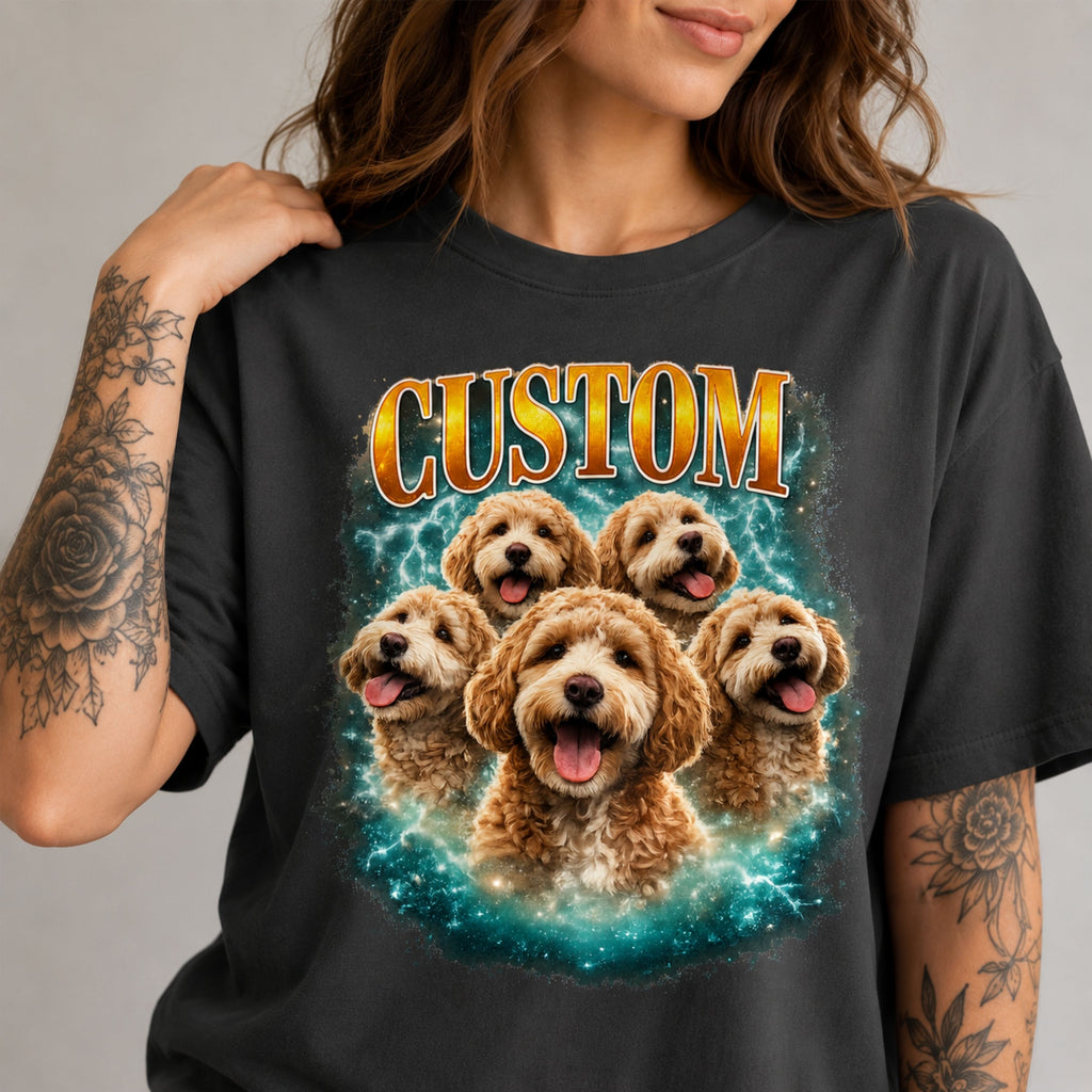 Custom Vintage Pet Portrait T-Shirt | Personalized Dog Graphic Tee