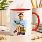 Personalized Elementary Teacher Caricature Mug from Photo – Custom Gift