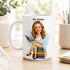 Custom Elementary Teacher Caricature Mug – Personalized Gift