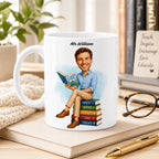 Personalized Elementary Teacher Caricature Mug from Photo – Custom Gift