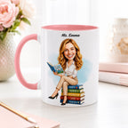 Custom Elementary Teacher Caricature Mug – Personalized Gift