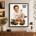 Custom Male Birthday Caricature – Whiskey Gift Portrait