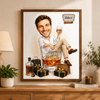 Custom Male Birthday Caricature – Whiskey Gift Portrait