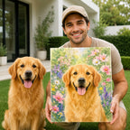 Custom Watercolor Pet Portrait from Photo | Personalized Floral Dog Art
