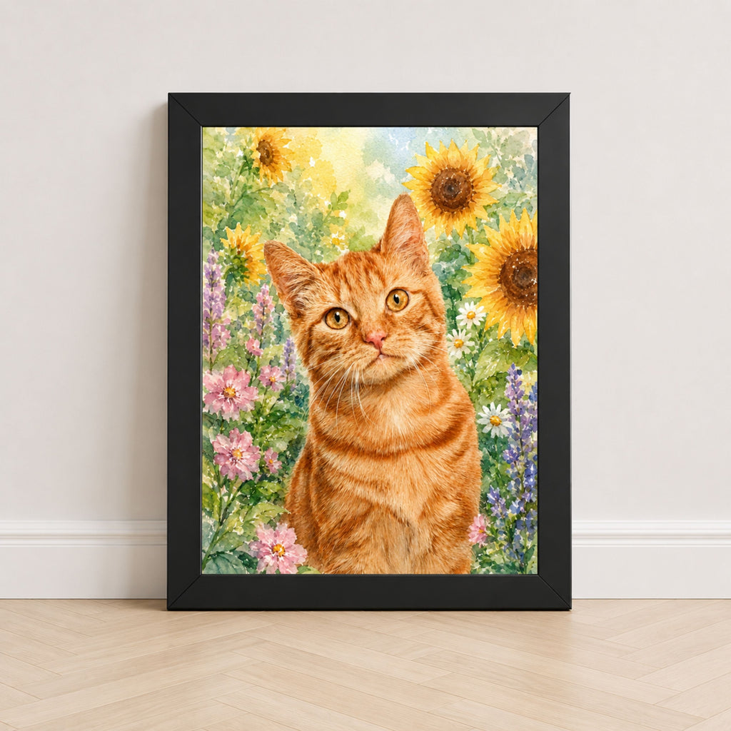 Custom Watercolor Pet Portrait from Photo | Personalized Floral Dog Art