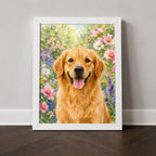 Custom Watercolor Pet Portrait from Photo | Personalized Floral Dog Art