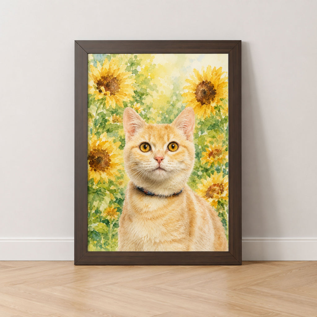 Custom Watercolor Pet Portrait from Photo | Personalized Floral Dog Art