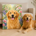 Custom Watercolor Pet Portrait from Photo | Personalized Floral Dog Art
