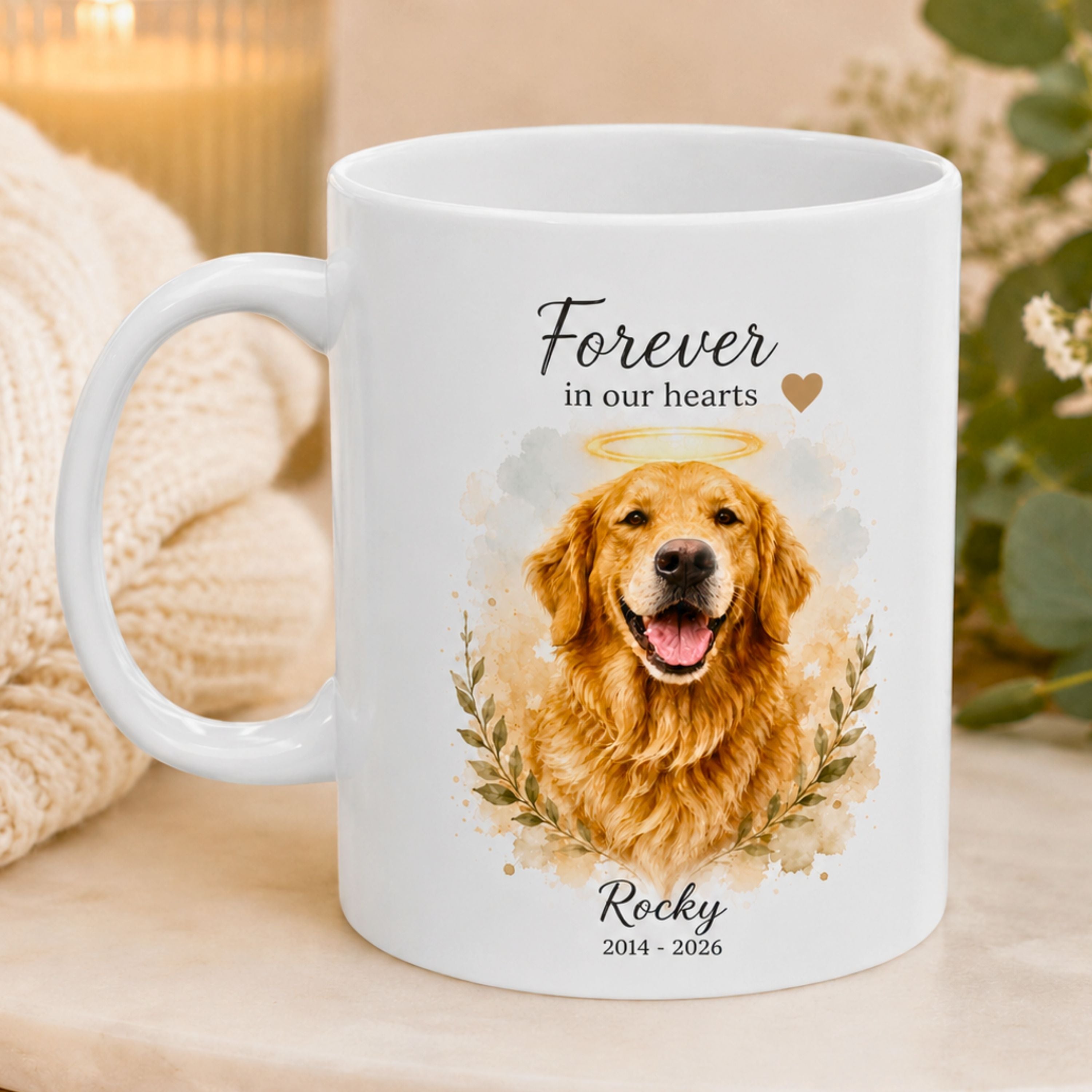 Custom Pet Memorial Mug – Personalized Watercolor Portrait