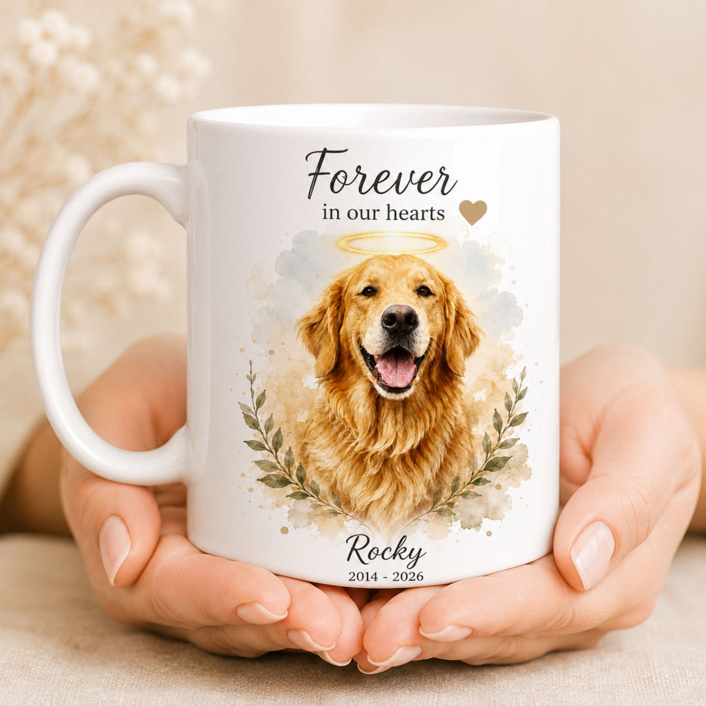 Custom Pet Memorial Mug – Personalized Watercolor Portrait