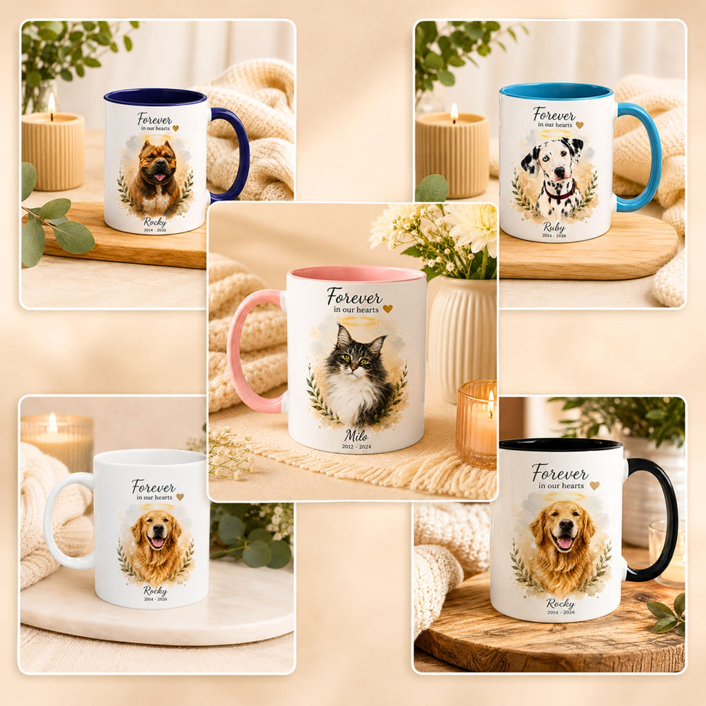 Custom Pet Memorial Mug – Personalized Watercolor Portrait