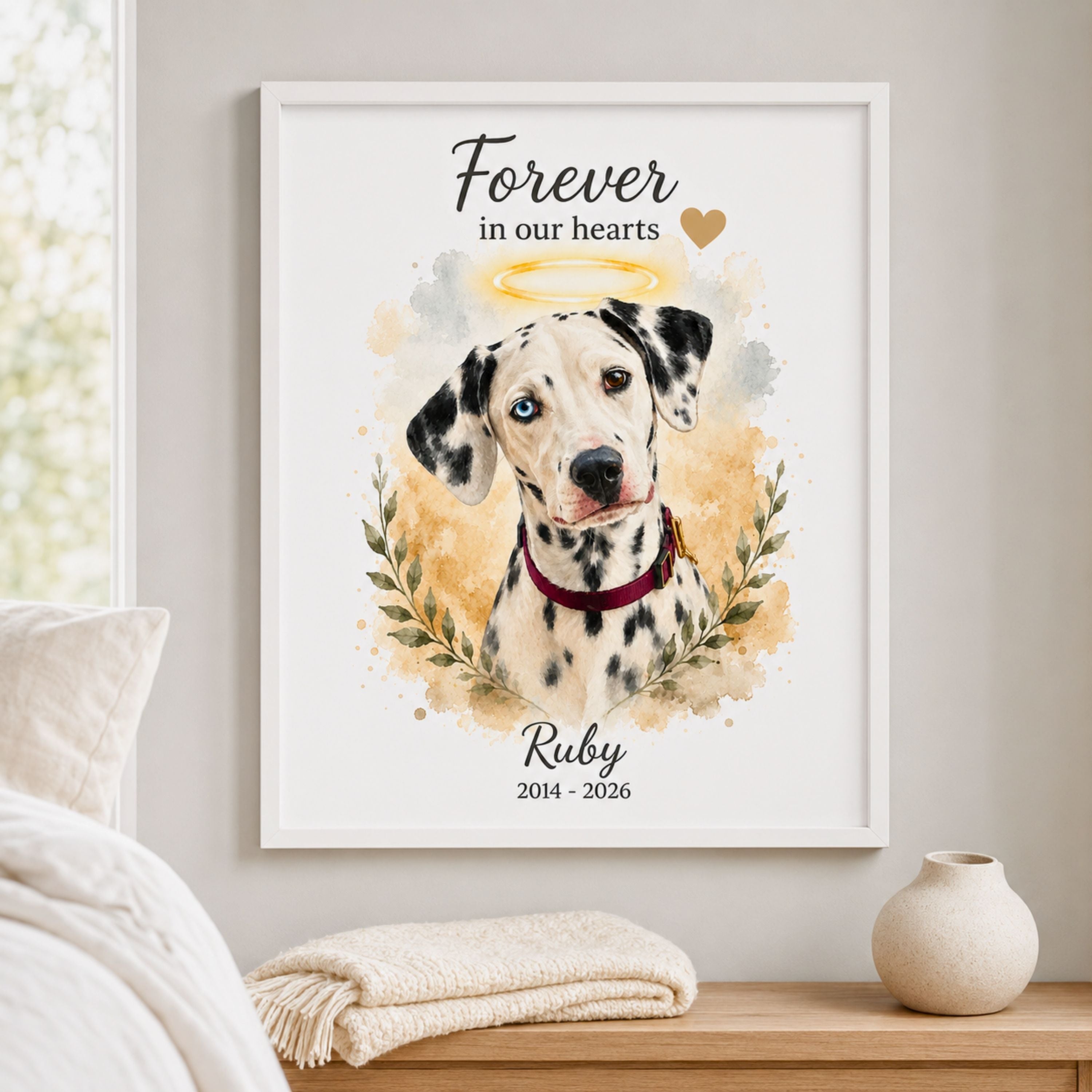 Custom Watercolor Pet Memorial Portrait – Forever Loved