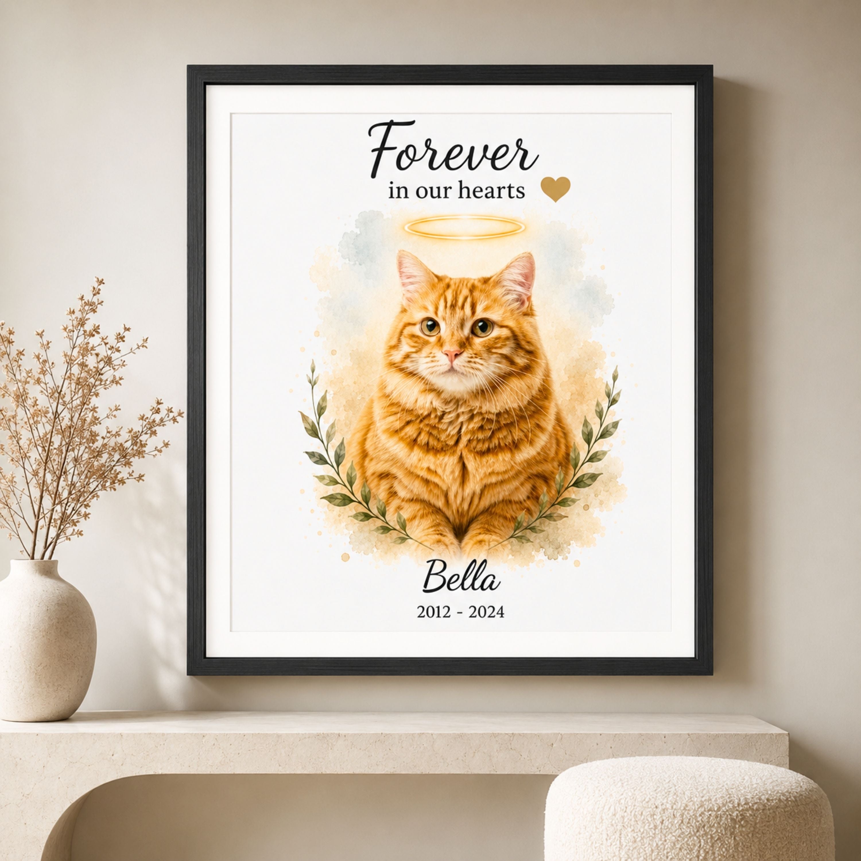 Custom Watercolor Pet Memorial Portrait – Forever Loved