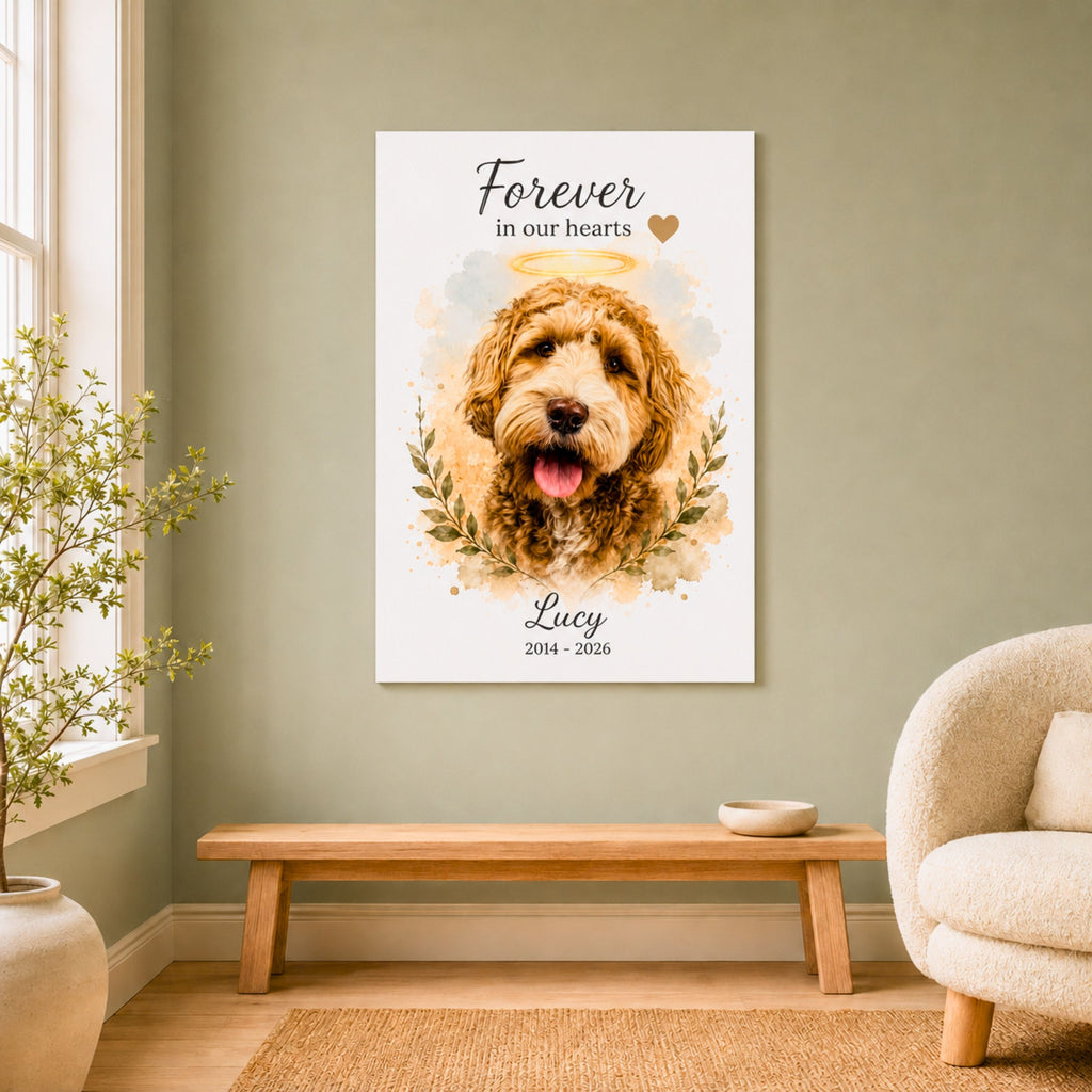 Custom Watercolor Pet Memorial Portrait – Forever Loved
