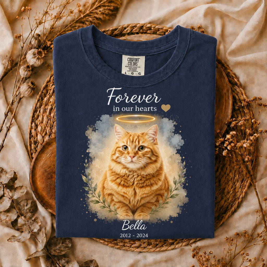 Custom Pet Memorial Shirt – Watercolor Portrait & Name