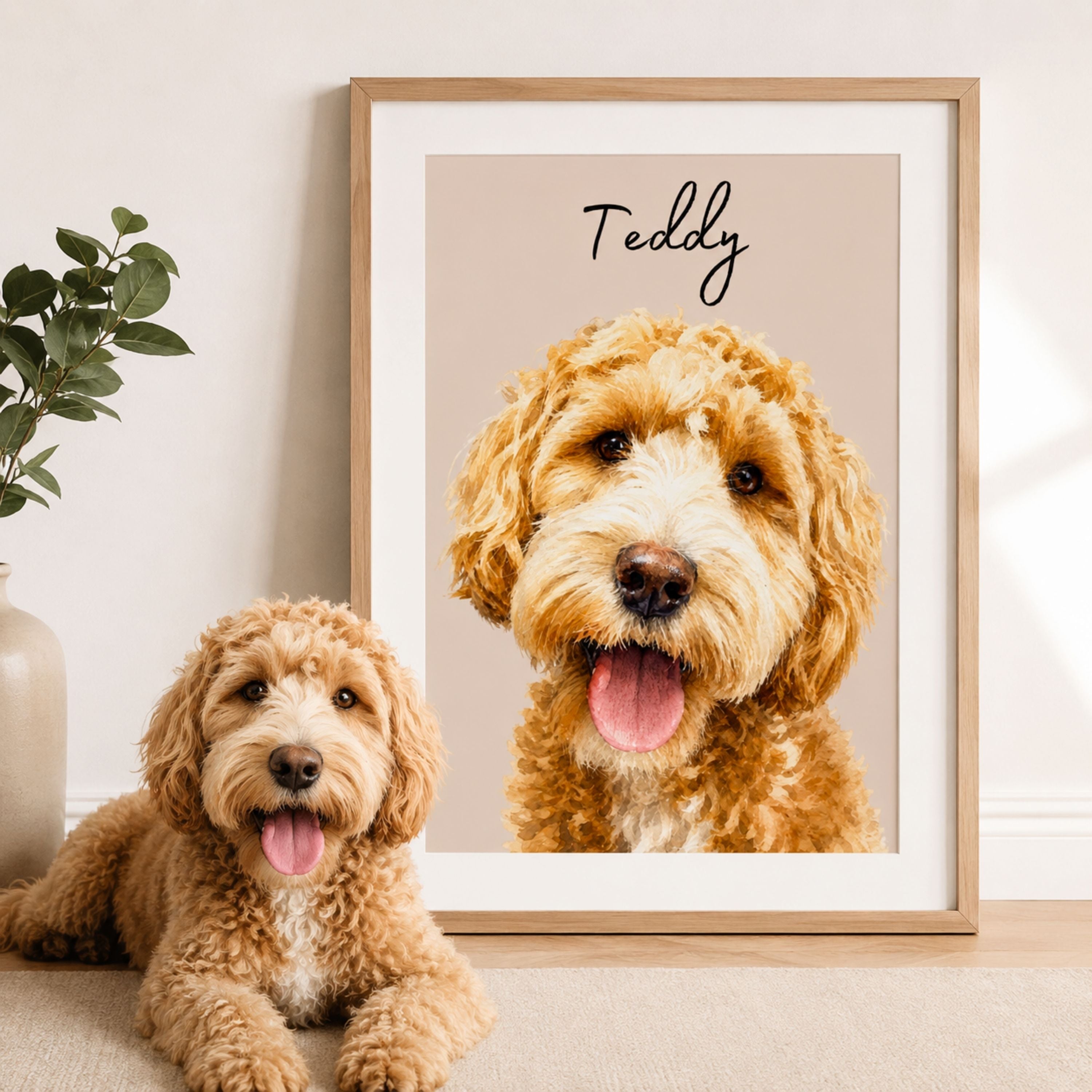 Custom Minimalist Pet Portrait from Photo | Personalized Pet Art