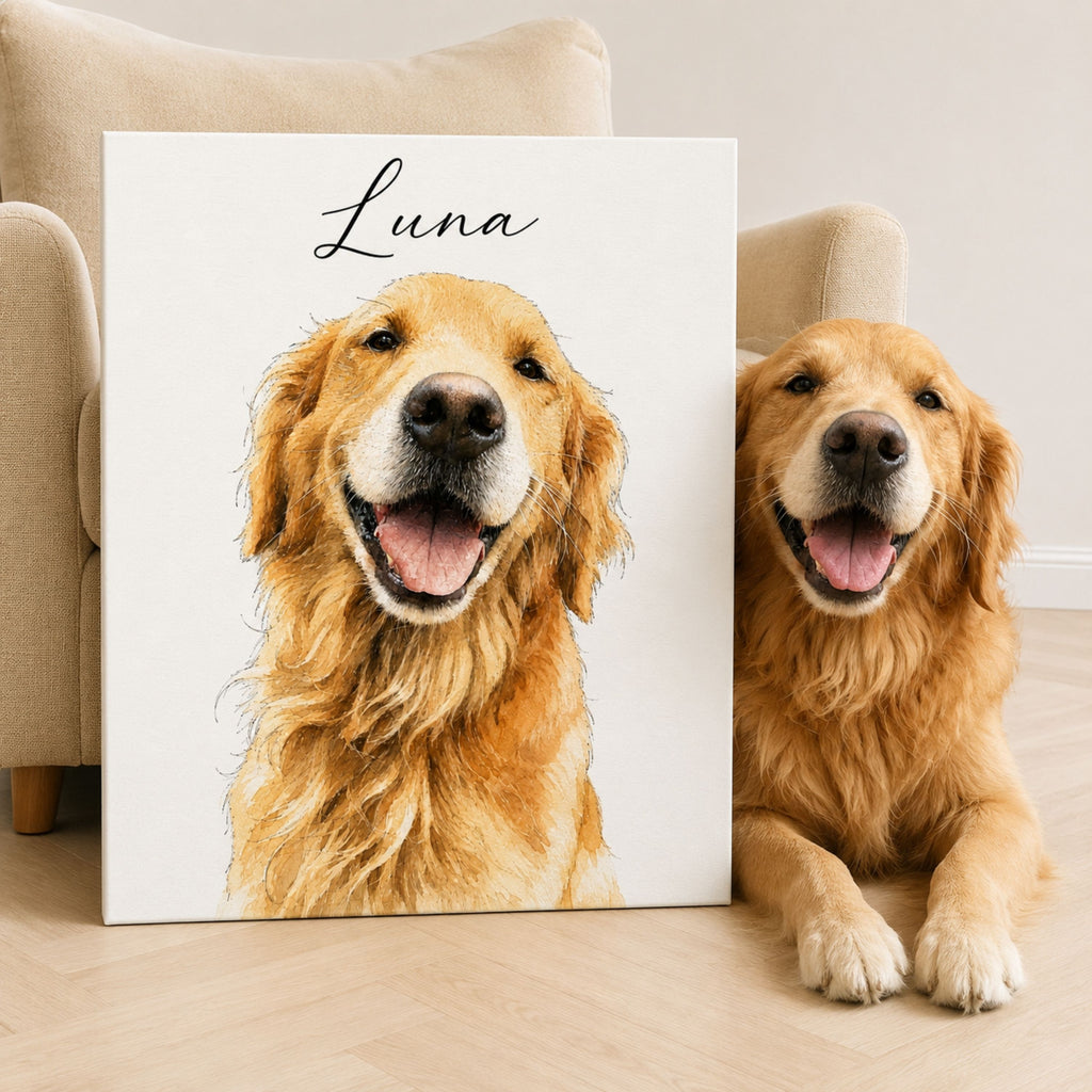 Custom Watercolor Pet Portrait from Photo | Personalized Pet Art