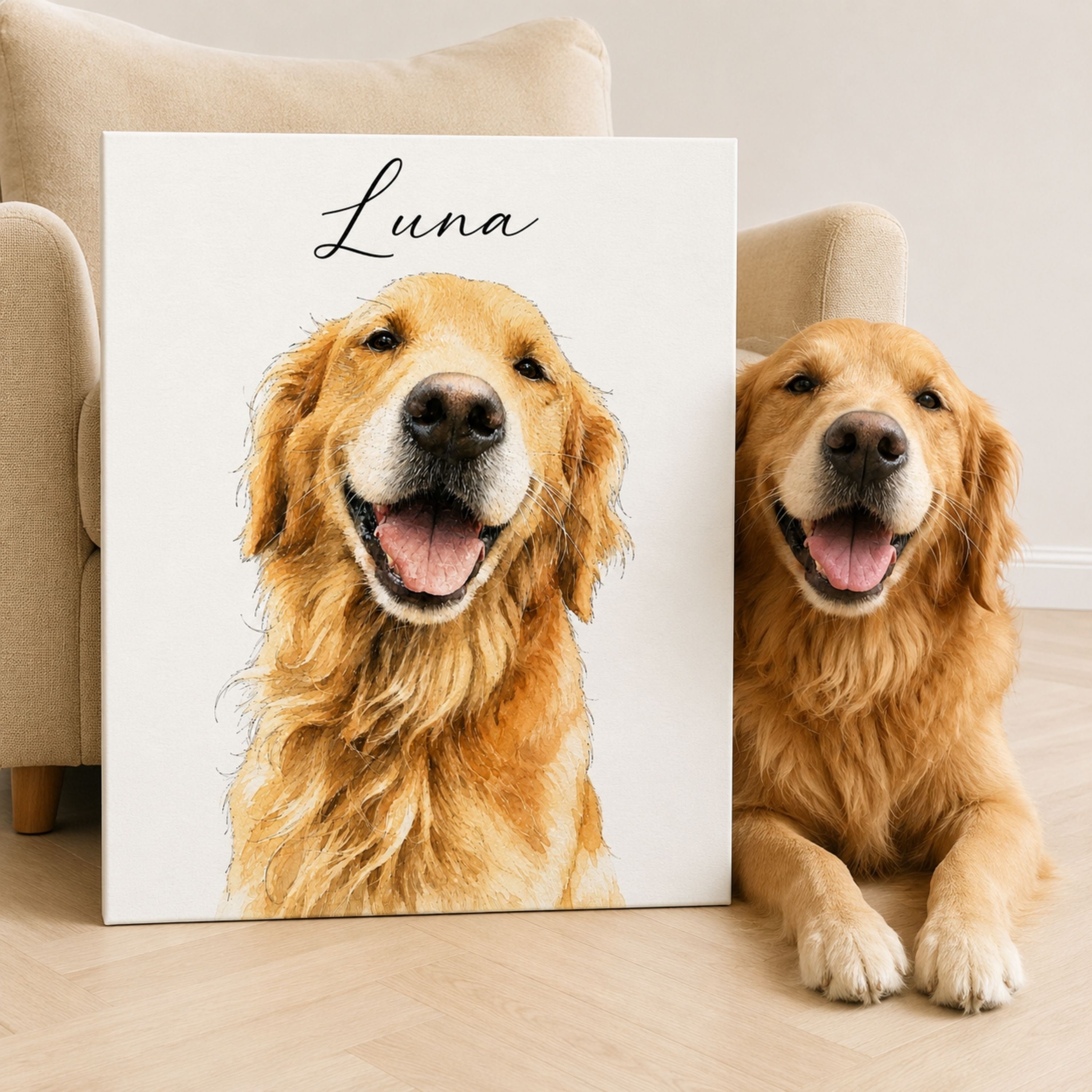 Custom Watercolor Pet Portrait from Photo | Personalized Pet Art