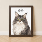 Custom Minimalist Cat Portrait from Photo | Personalized Pet Art