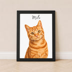 Custom Minimalist Cat Portrait from Photo | Personalized Pet Art