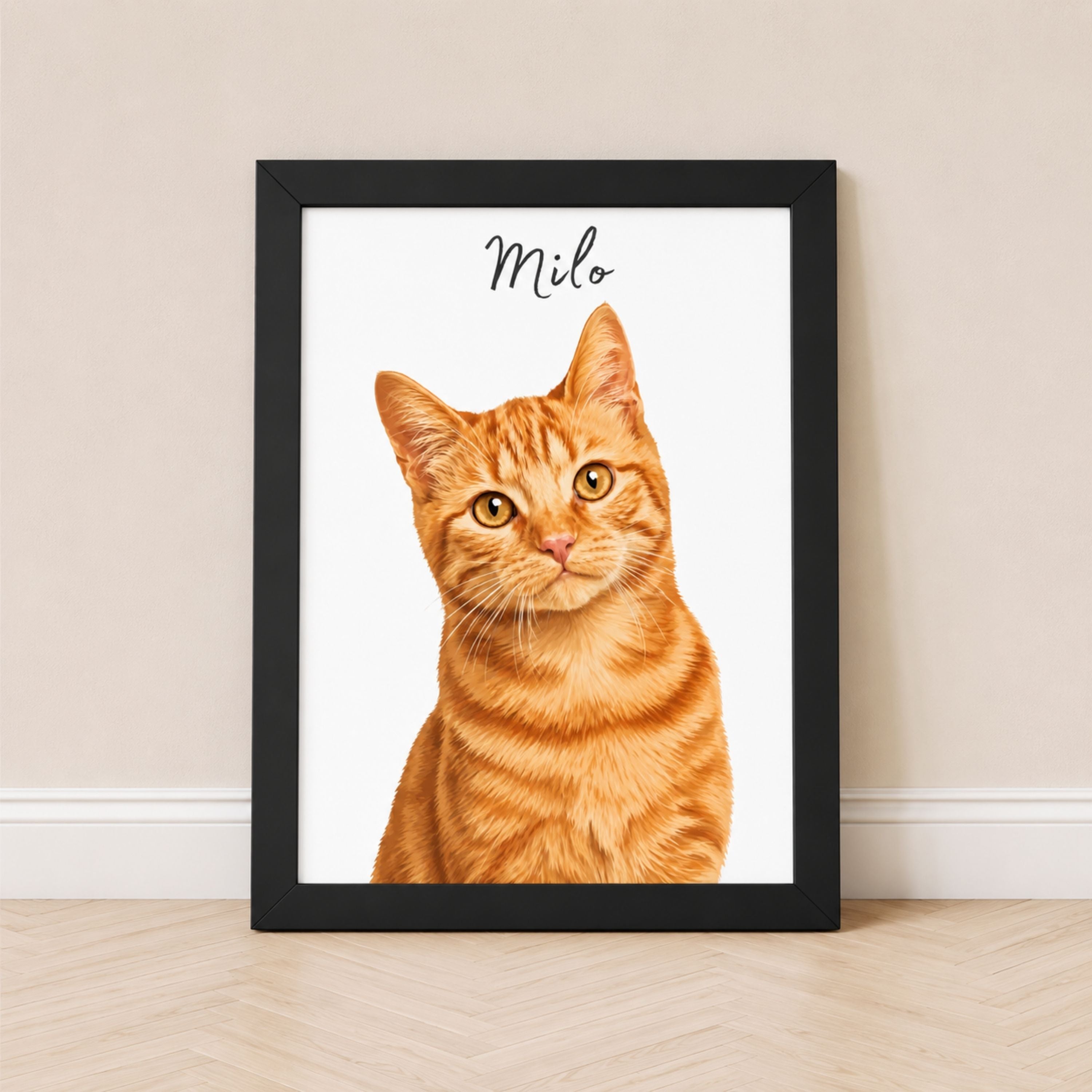 Custom Minimalist Cat Portrait from Photo | Personalized Pet Art
